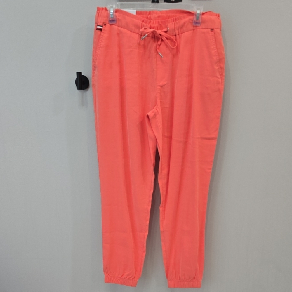 Tommy Hilfiger Jogger Pant Womans Med Coral Pockets Pull On Drawstring Comfort